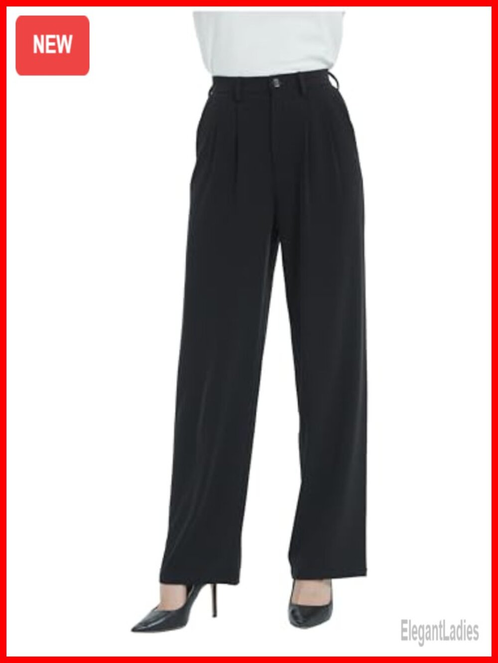 High Waist Straight Leg Work Dress Pants Pleated Business Casual